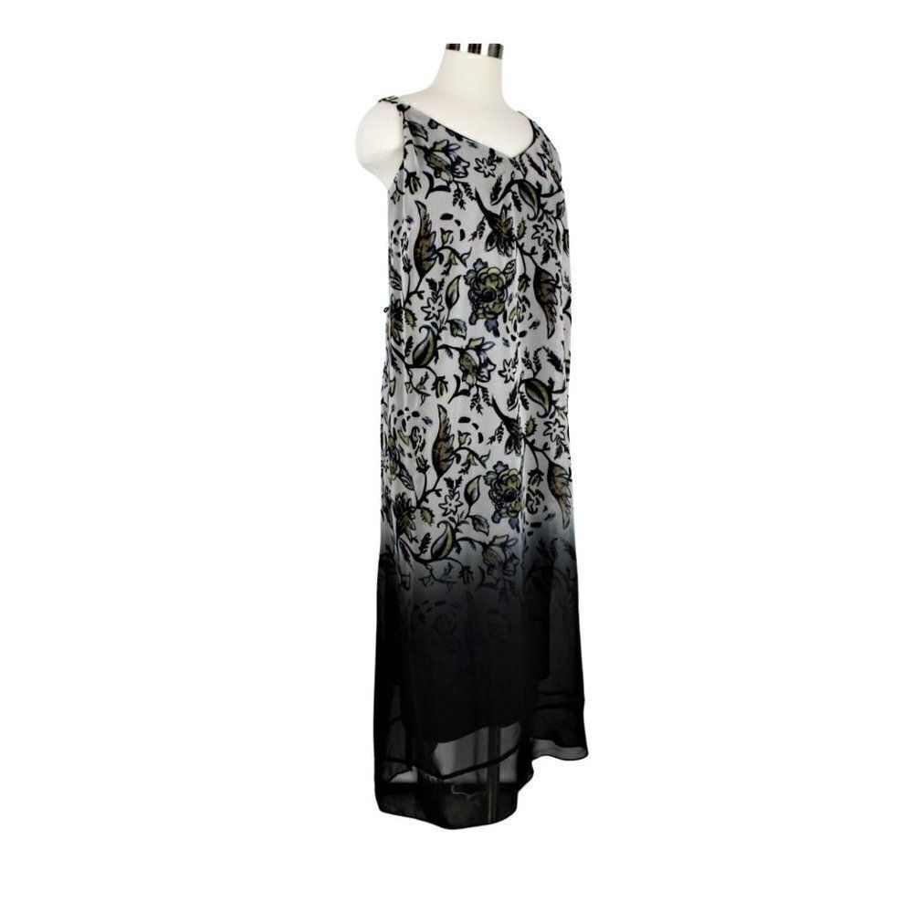 Sheer Layers Sleeveless Dress Asymmetrical Beige Black Yellow Ombre Size 26/28